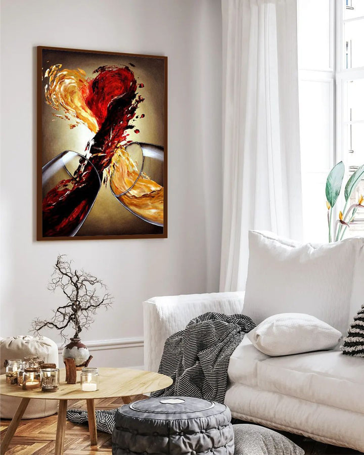 "Red & Black Abstract Printed Painting Wall Art''