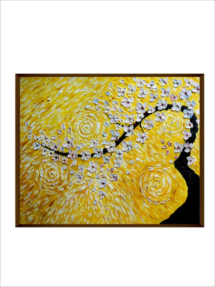 Luminous Petals on Ebony - Floral Branch Canvas