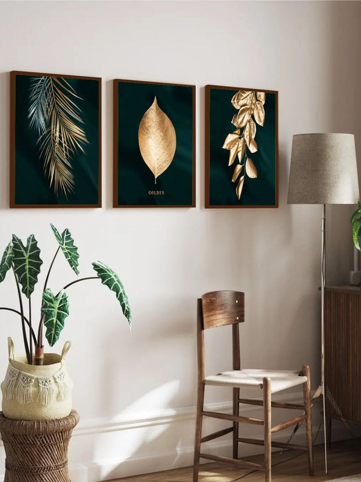 Lush Metallic Foliage - Abstract Botanical Painting