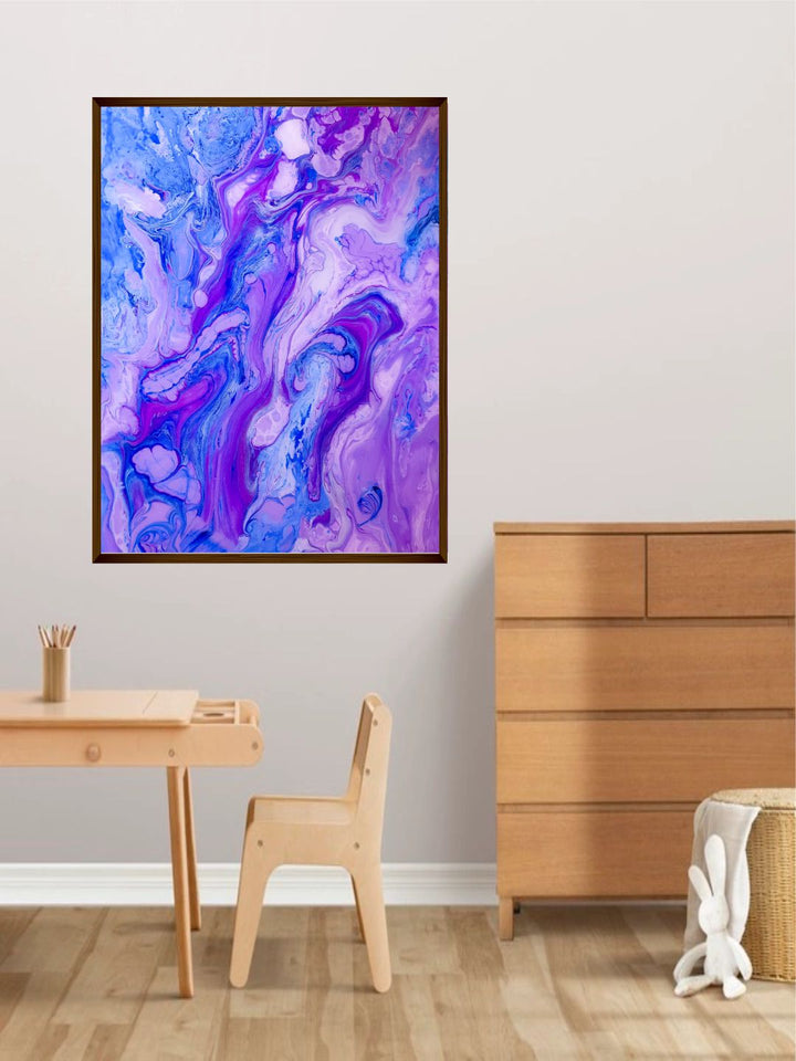 "Purple & Blue Abstract Painting Framed Wall Art''
