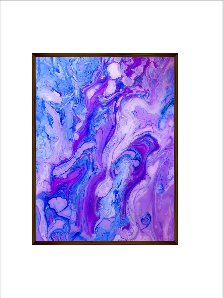 "Purple & Blue Abstract Painting Framed Wall Art''