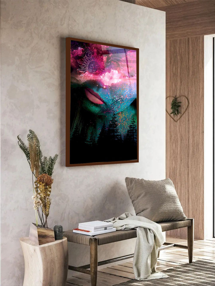 "Blue & Pink Abstract Painting Wall Art''