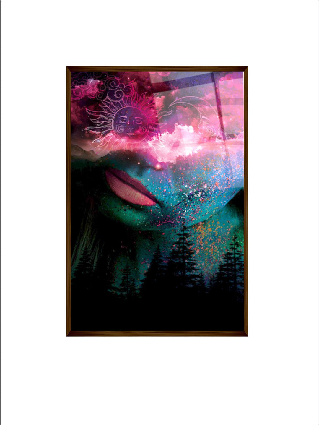 "Blue & Pink Abstract Painting Wall Art''