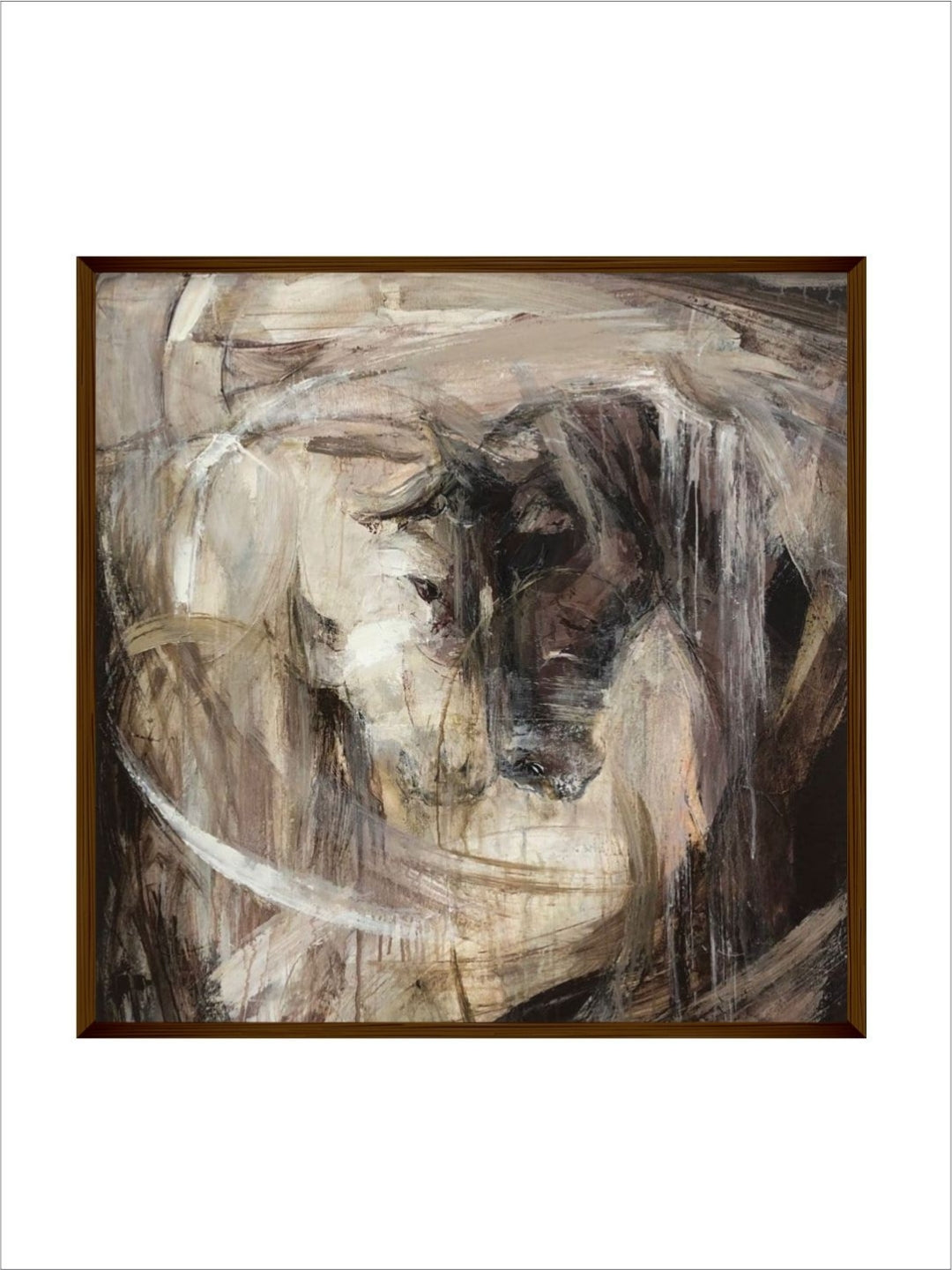 Shadows Within Wooden Frames - Modern Horse Painting