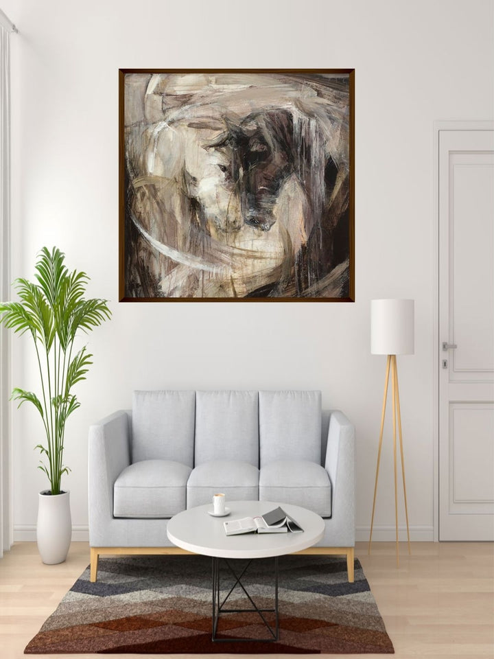Shadows Within Wooden Frames - Modern Horse Painting