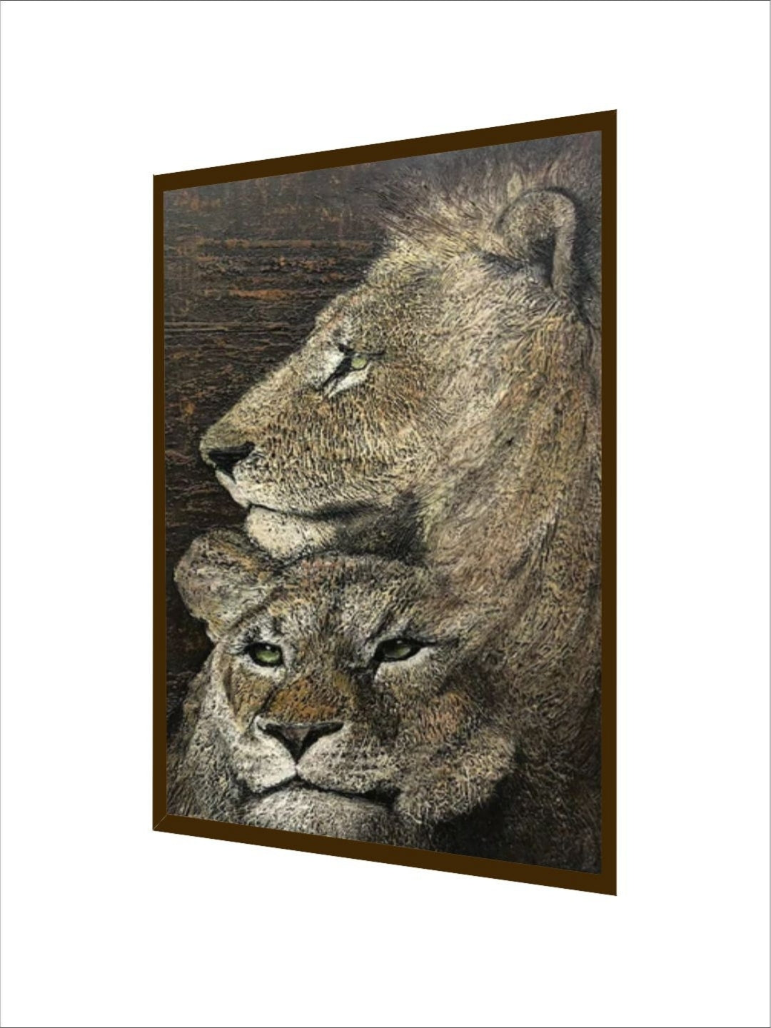 Feline Monarch's Stoic Bond - Lion black and white art
