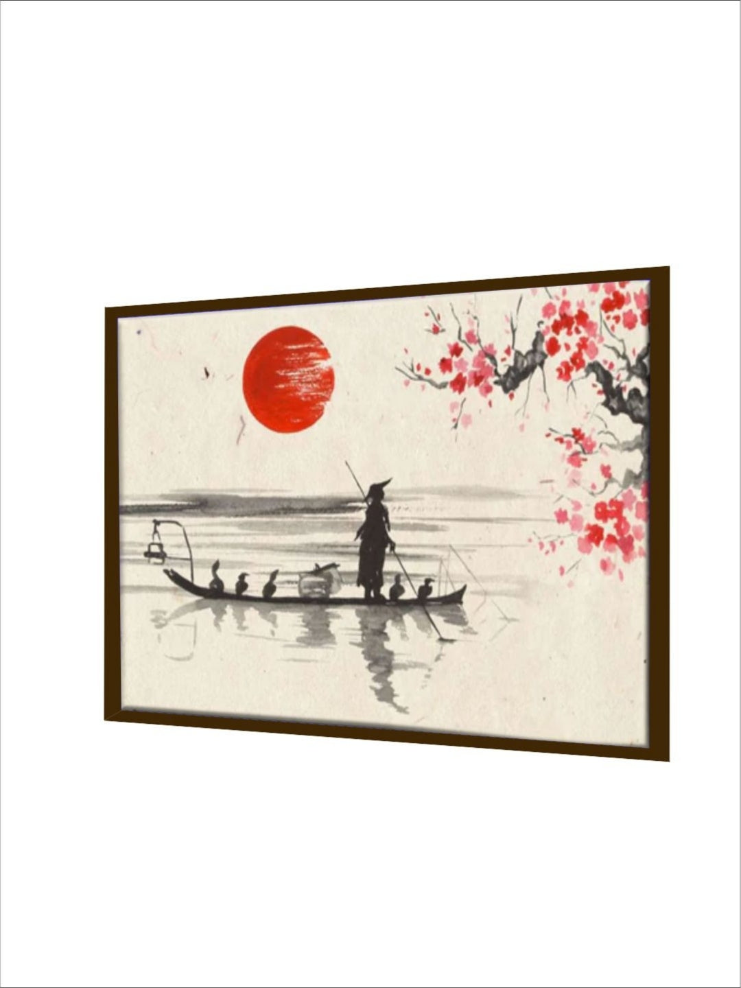 Journey Beneath the Crimson Sun - Colorful canvas art