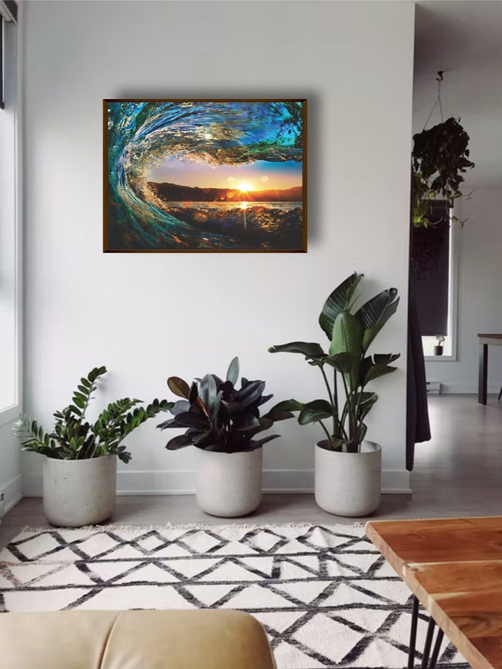 Sunset Wave Embrace - Sunset landscape painting