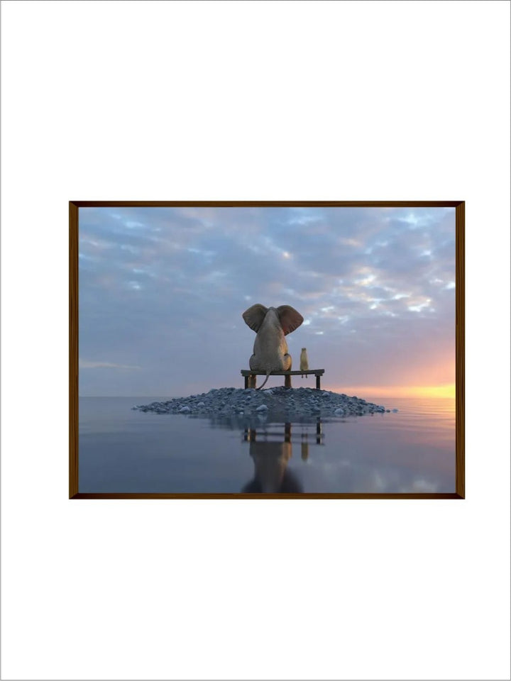 Elephant?s Serene Sunset Soiree - Elephant canvas print