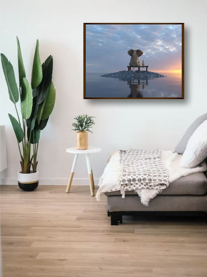 Elephant?s Serene Sunset Soiree - Elephant canvas print