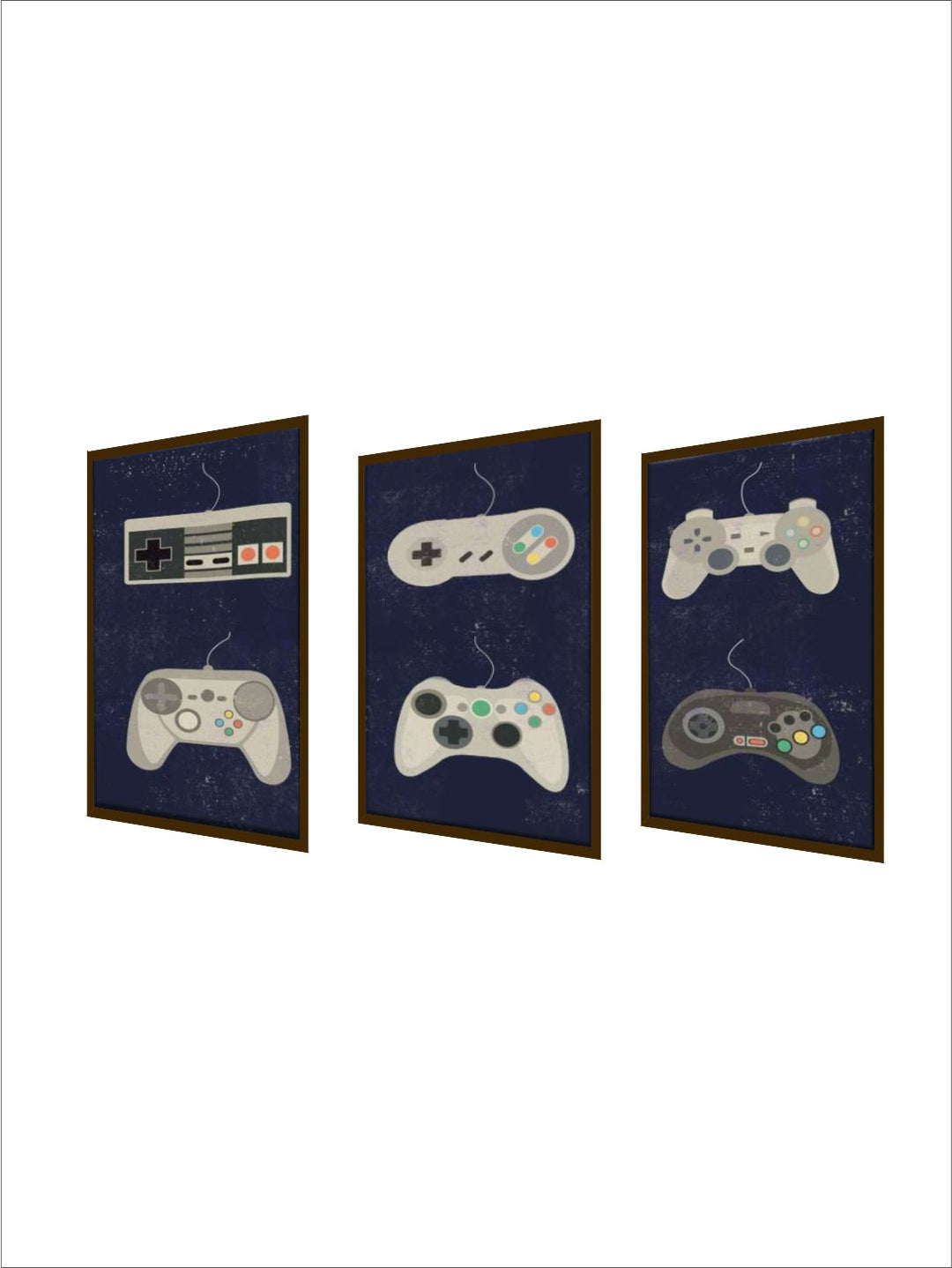 " Navy Blue & Cream-Toned Abstract Framed Wall Painting''