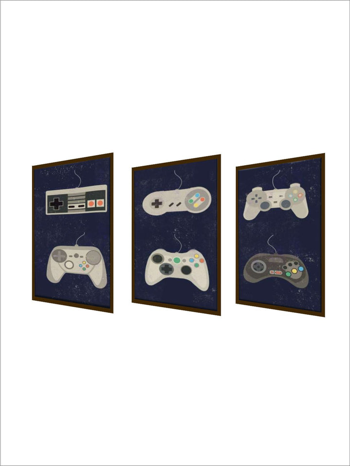 " Navy Blue & Cream-Toned Abstract Framed Wall Painting''