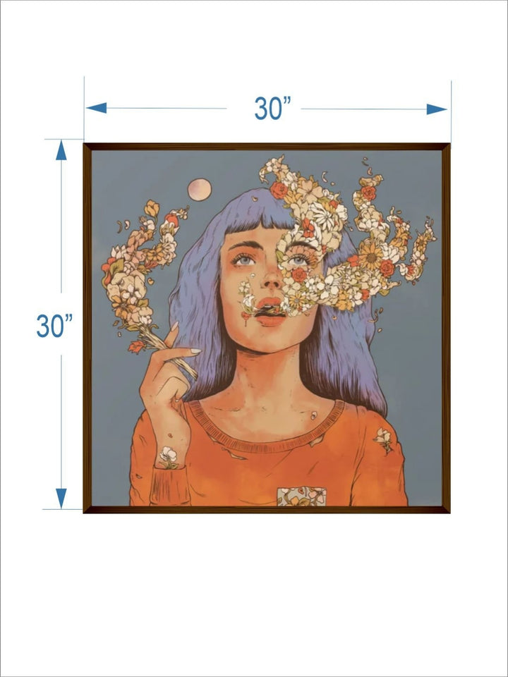 "Nature?s Veil, Silent Expression - Floral woman diamond art "