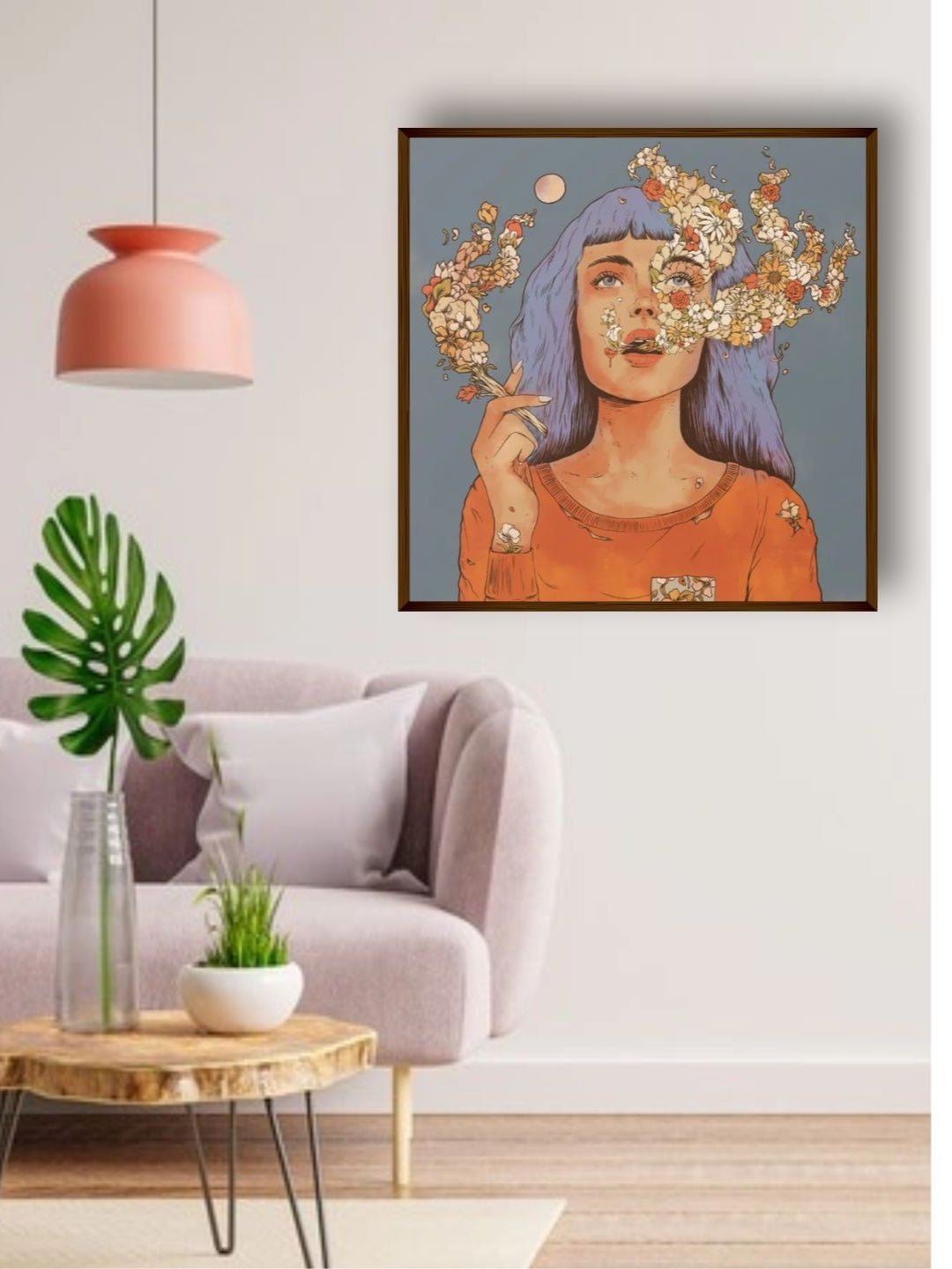"Nature?s Veil, Silent Expression - Floral woman diamond art "