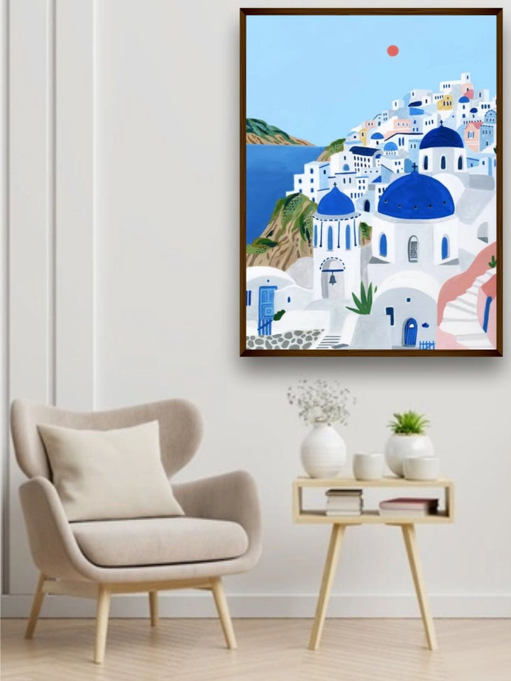 Azure Horizon View - Framed Greece art