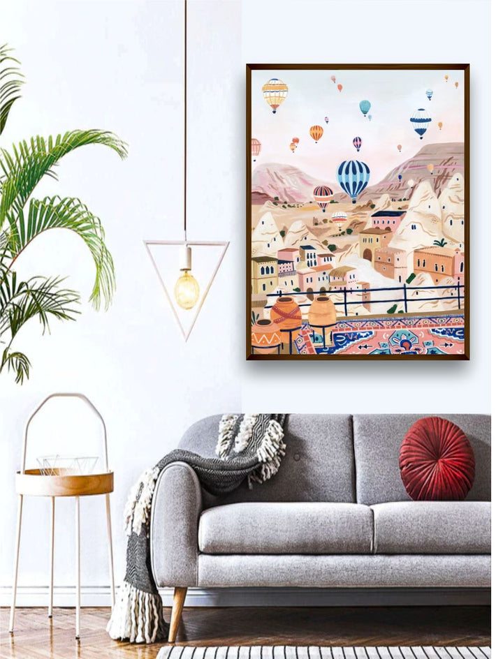 "Multi-Colored Abstract Painting Frame Wall Art''