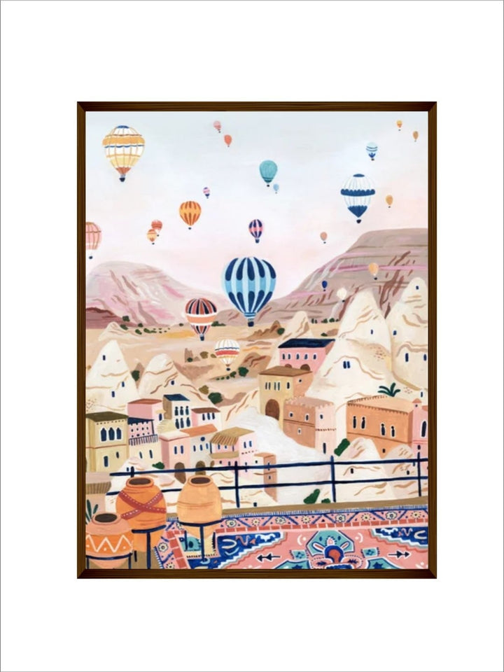 Balloons Over Pastel Town - Wall decor for teens