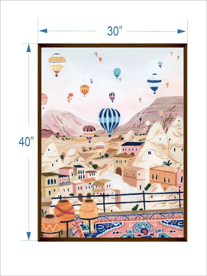 Balloons Over Pastel Town - Wall decor for teens
