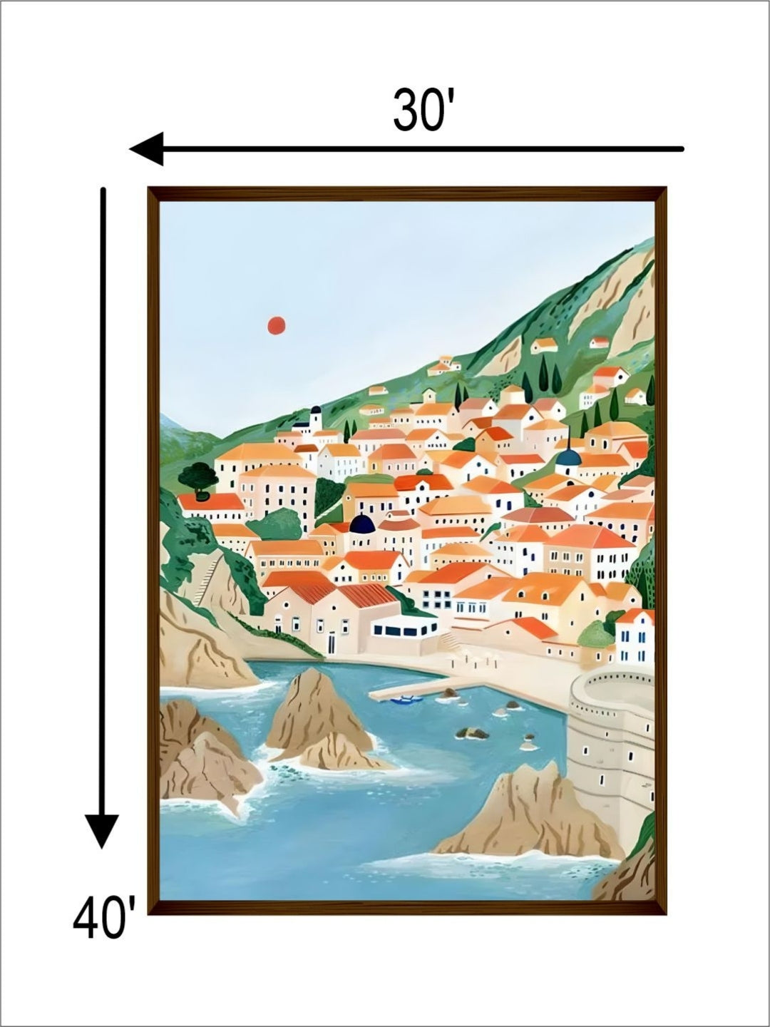 "Sunrise Over Coastal Village - Framed Croatia painting "