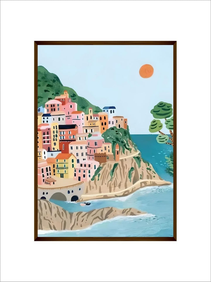 Cliffside Haven, Ocean?s Embrace - Italy coastal wall decor