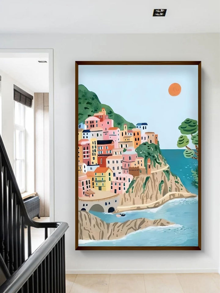 Cliffside Haven, Ocean?s Embrace - Italy coastal wall decor