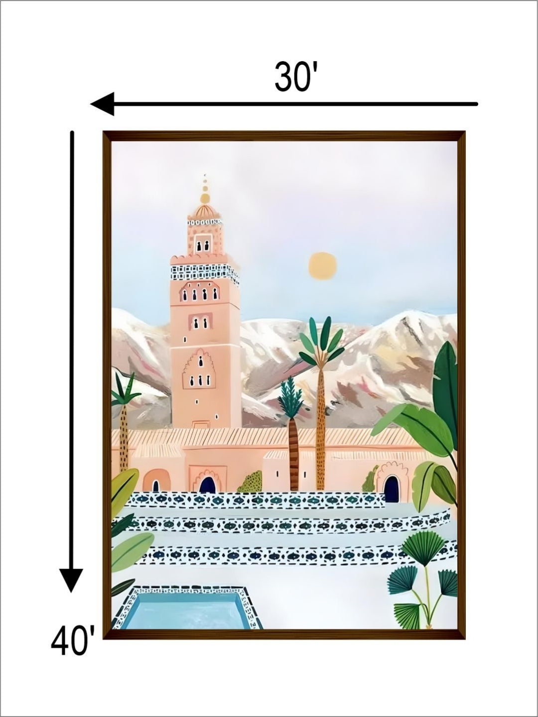 Mountains? Watchful Ancient Tower - Street market painting