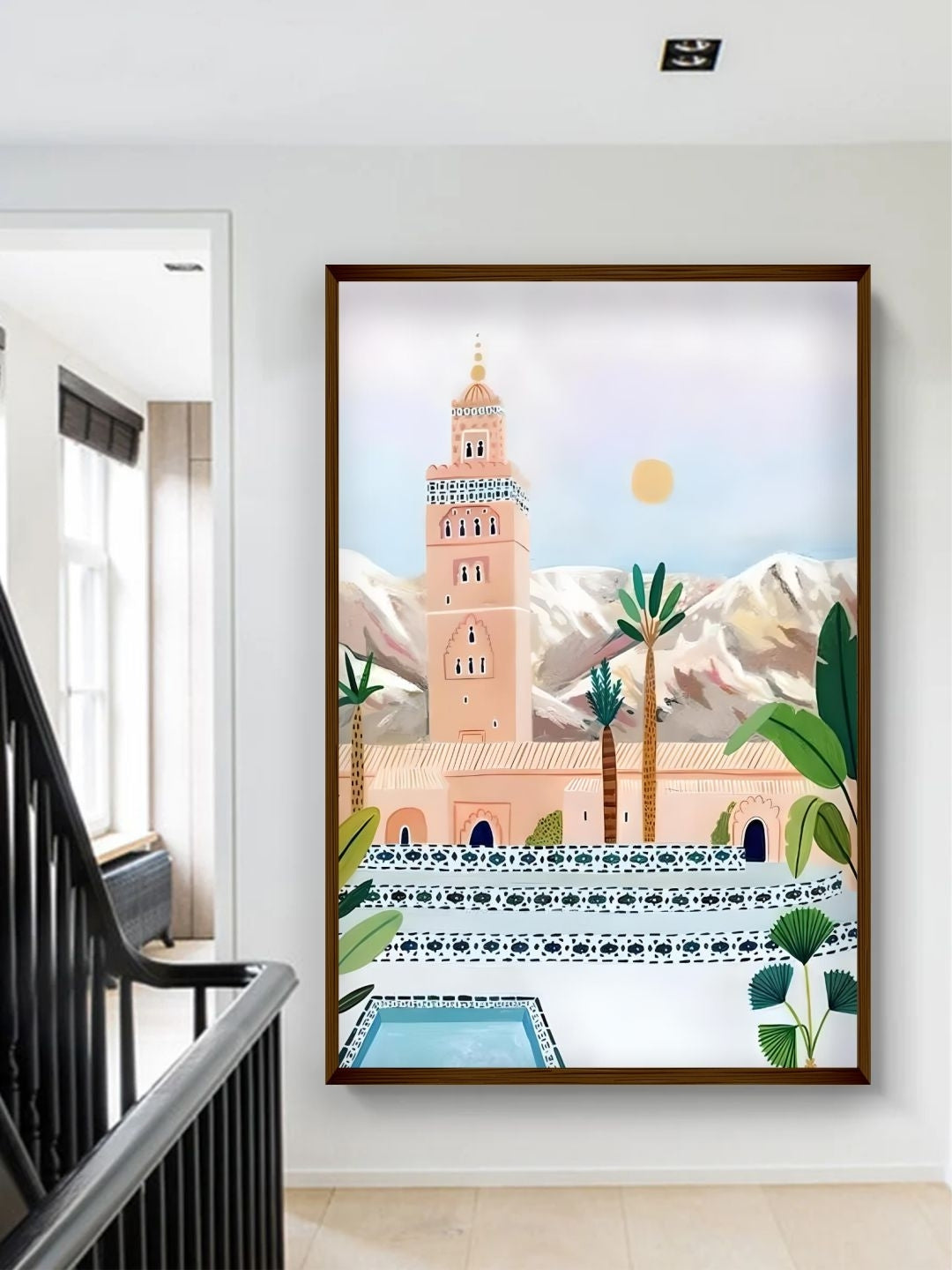 Mountains? Watchful Ancient Tower - Street market painting