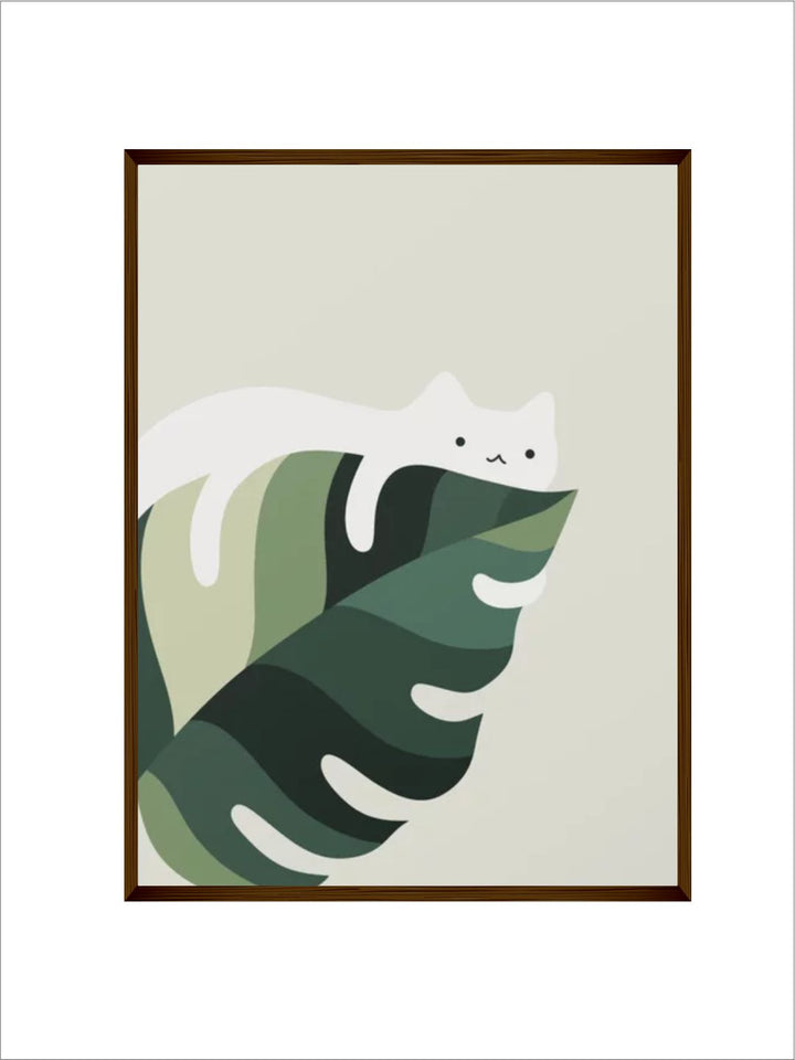 " Greem & Cream Toned Abstract Framed Wall Painting''