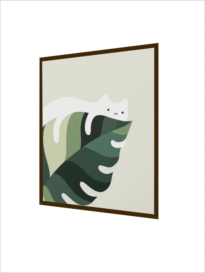 " Greem & Cream Toned Abstract Framed Wall Painting''