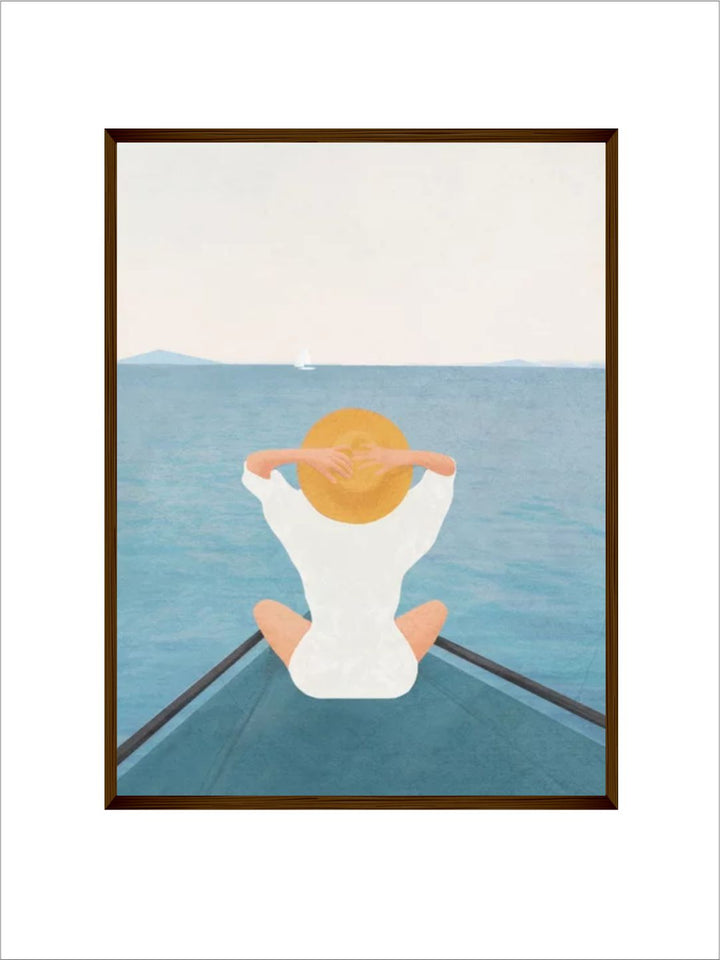 "  Blue & White Printed Framed Painting Wall Art''