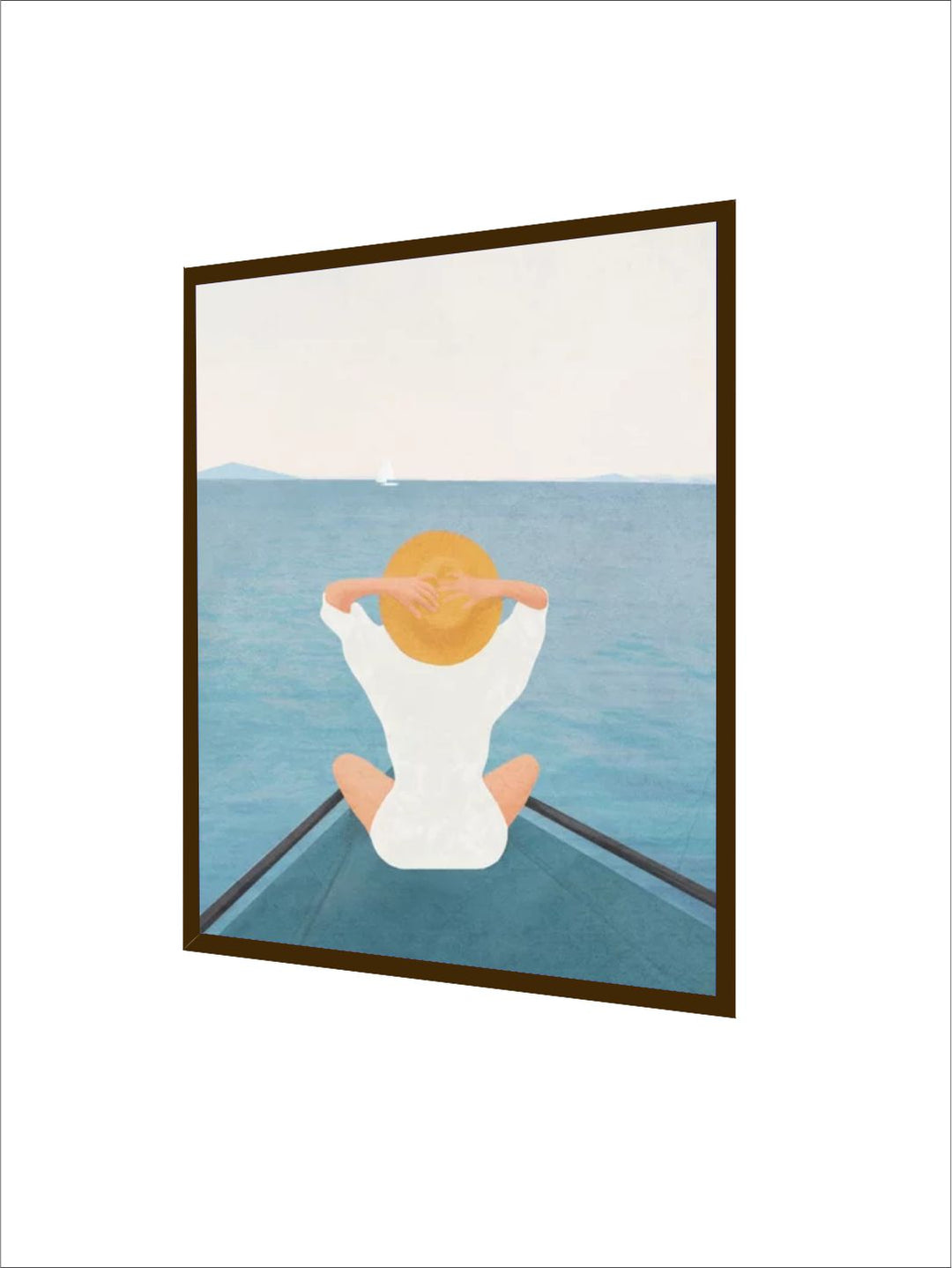"  Blue & White Printed Framed Painting Wall Art''