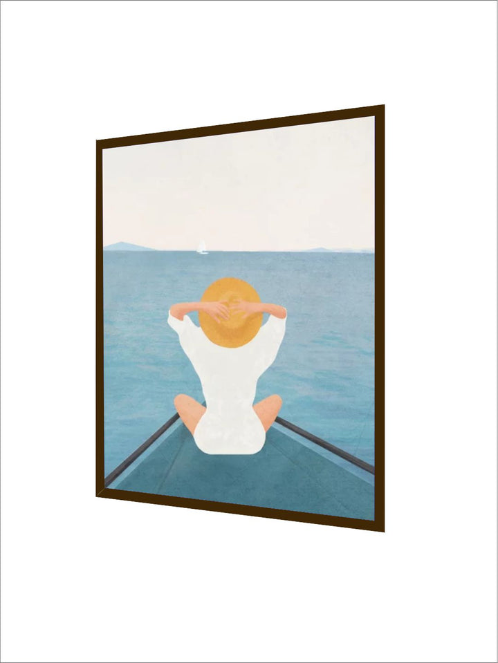 "  Blue & White Printed Framed Painting Wall Art''