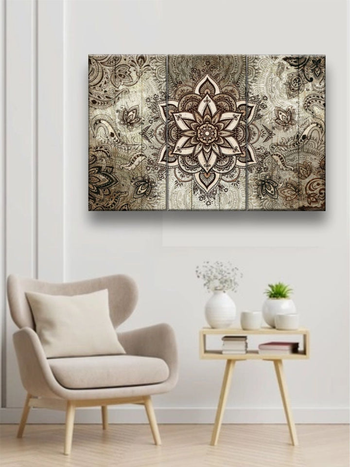 Symphony in Henna and Ivory - Mandala wall art print
