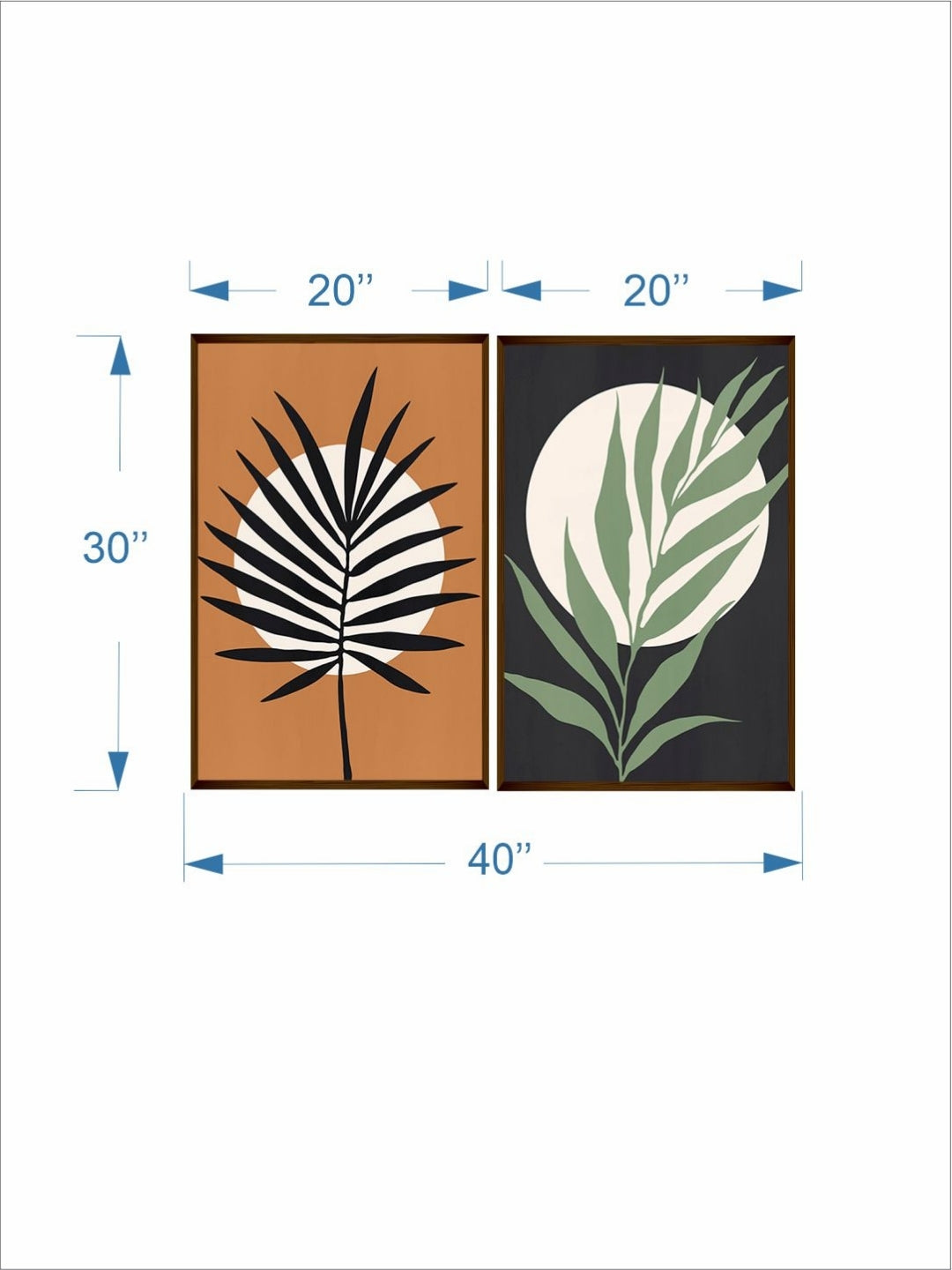 Foliage Forms Dual Toned Diptych - Abstract canvas