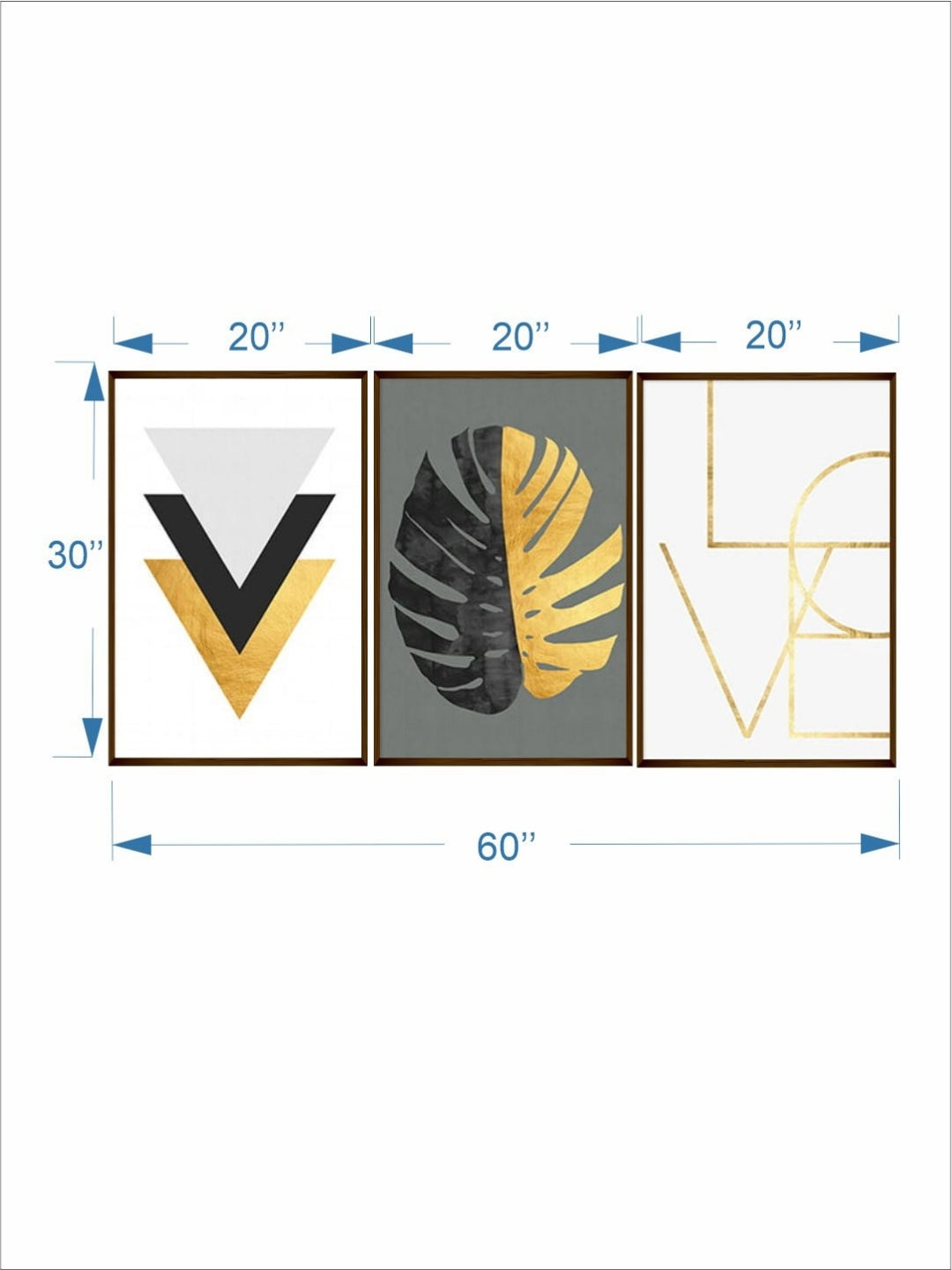Monochrome Foliage with Gold - Tropical canvas print