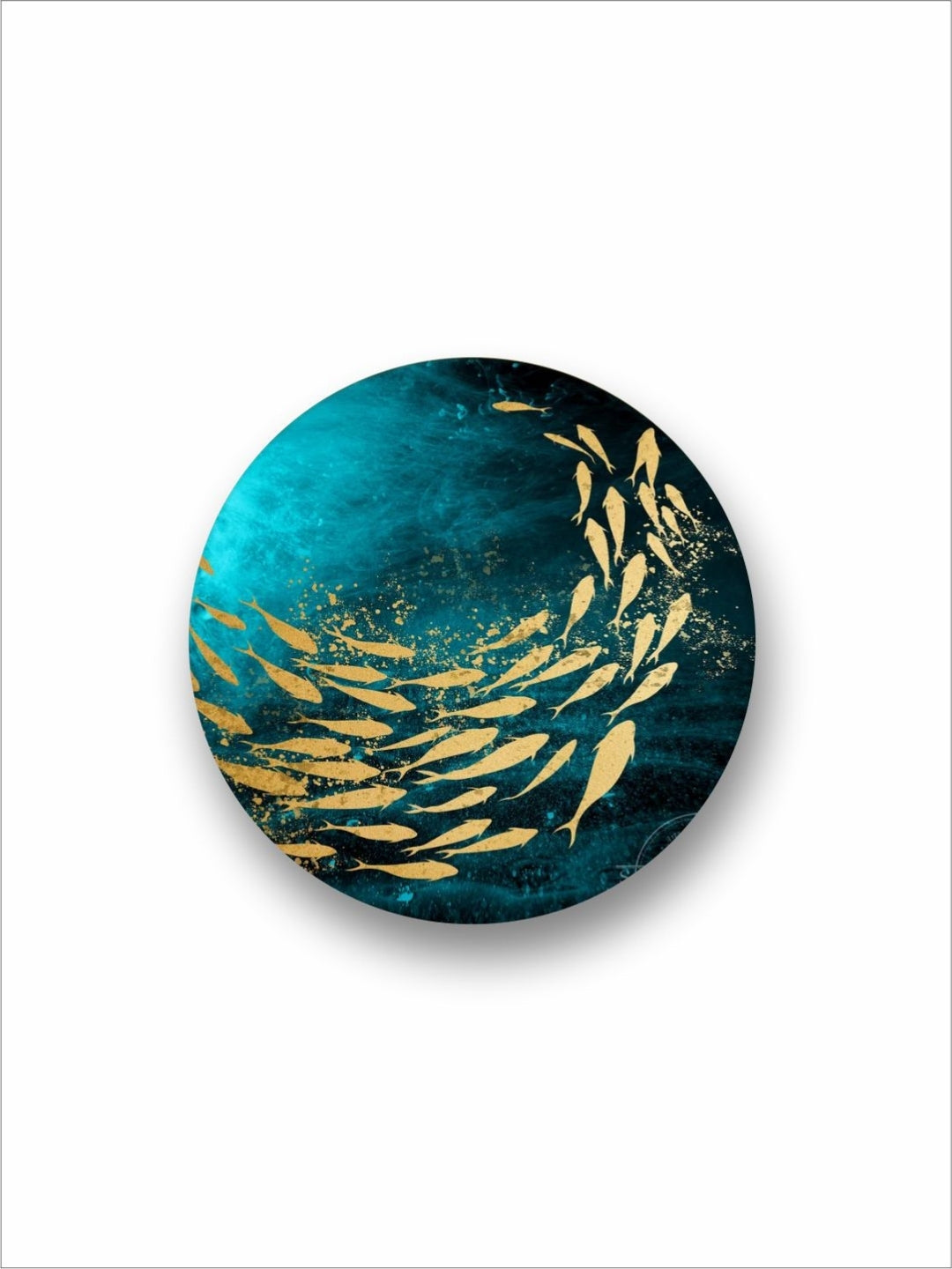 Cerulean Depths with Glimmer - Modern ocean art