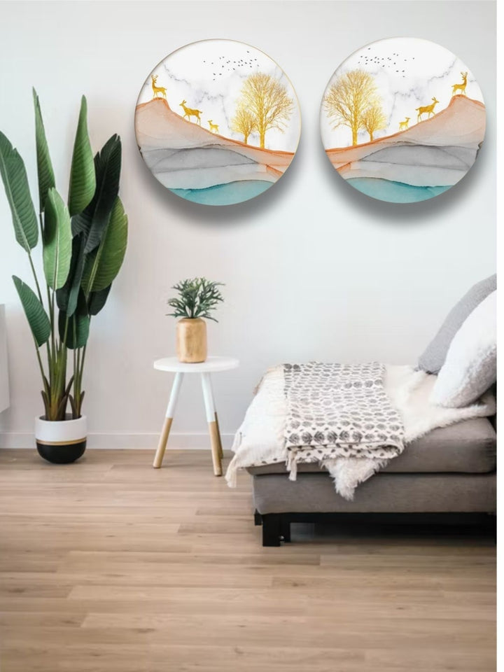 Serenity Spheres in Autumn Hues - Multicolour framed art
