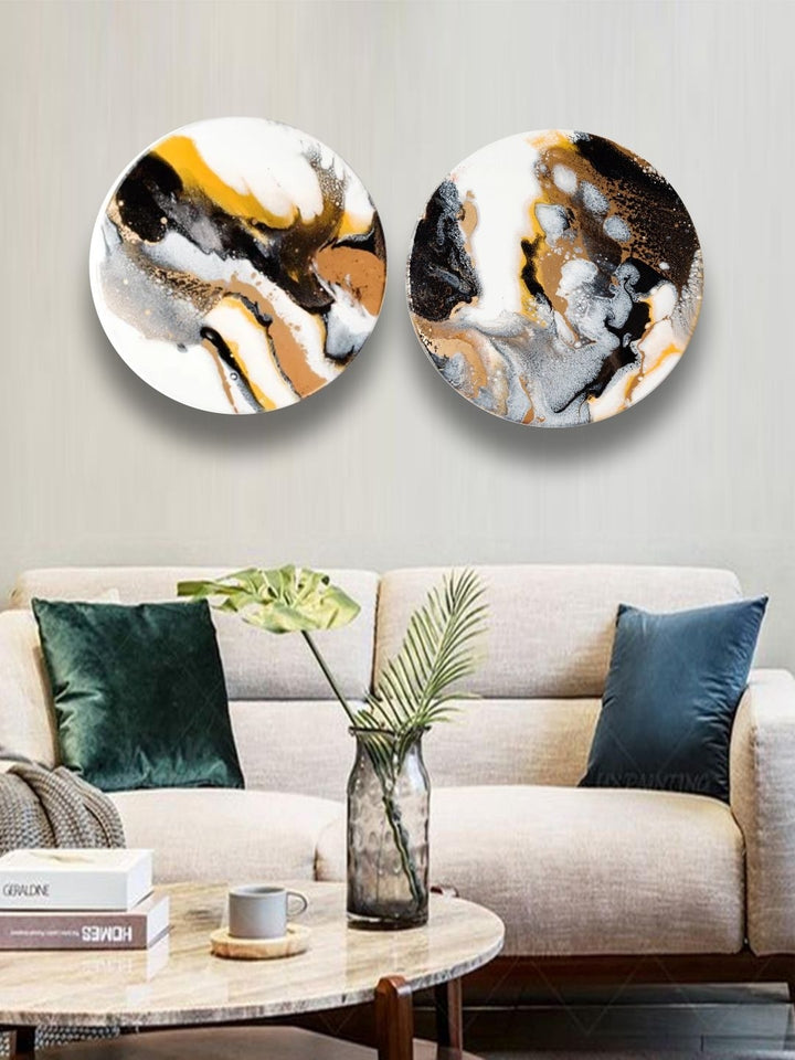 Yin Yang Abstract Artistry Unveiled - Round canvas painting