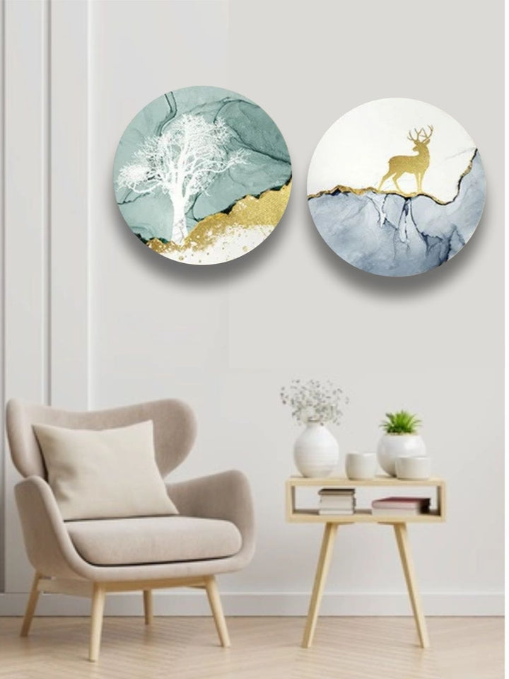 Winter?s Embrace and Autumn?s Step - Abstract canvas painting