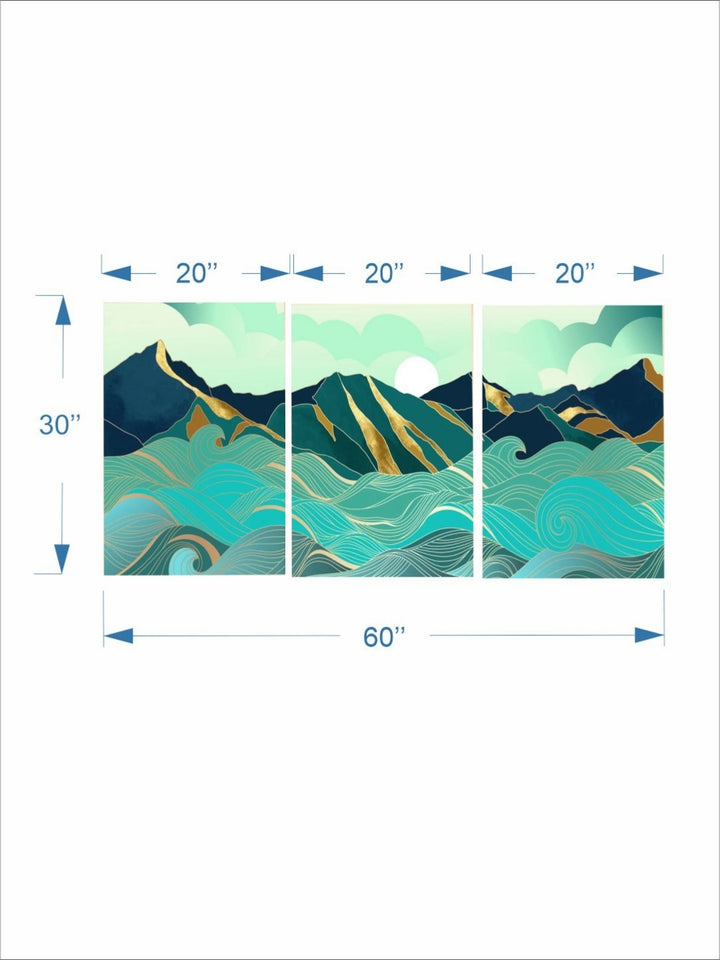Majestic Mountains Meet Sea - Abstract Sunrise Artwork
