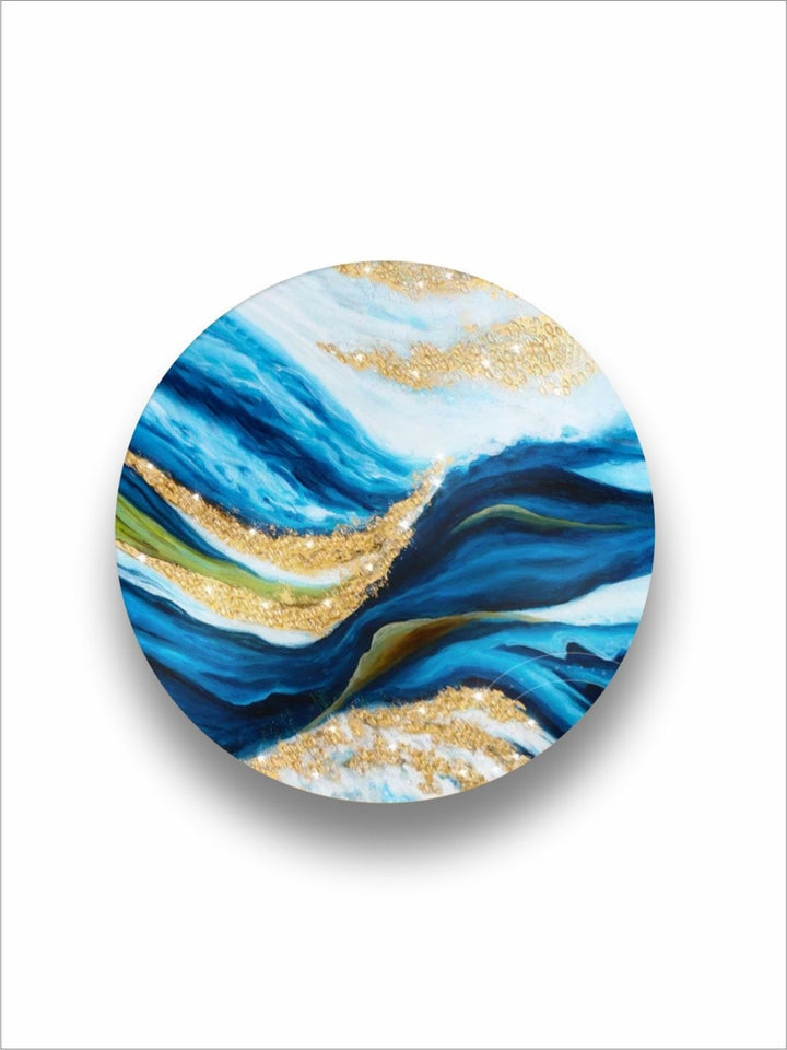 Rippling Waves of Liquid Gold - Navy blue gold art