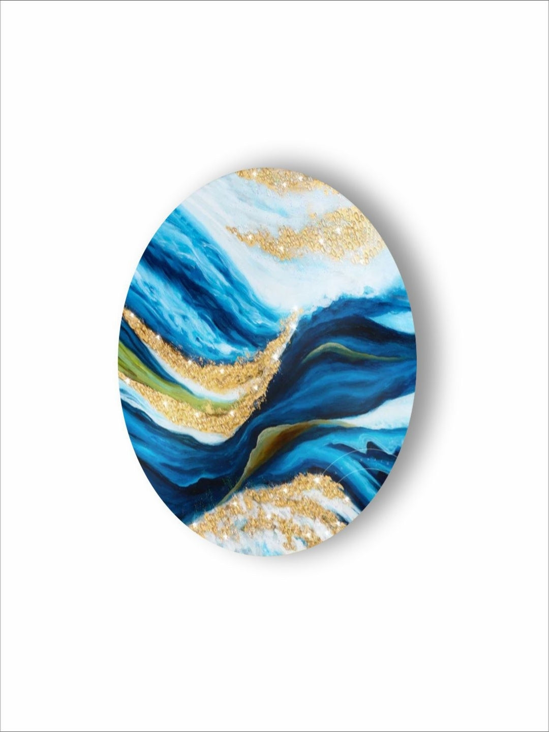 Rippling Waves of Liquid Gold - Navy blue gold art