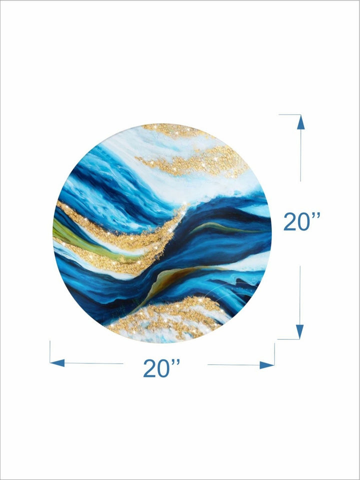 Rippling Waves of Liquid Gold - Navy blue gold art