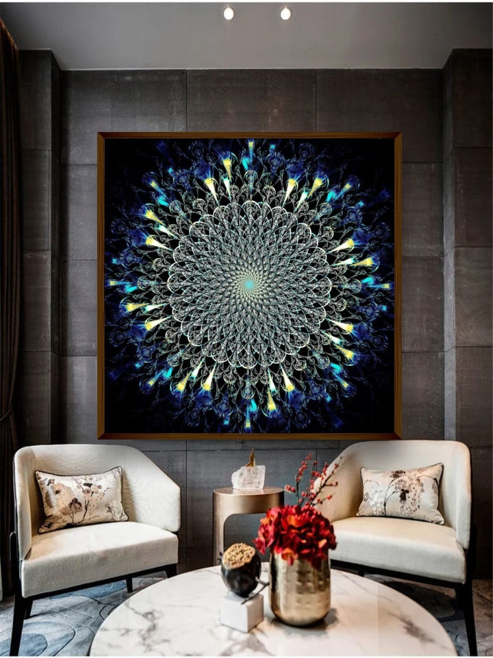 Galactic Lotus of Enlightenment - Blue and Silver Art