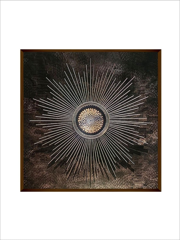 Eclipse on Textured Night - Brown abstract painting