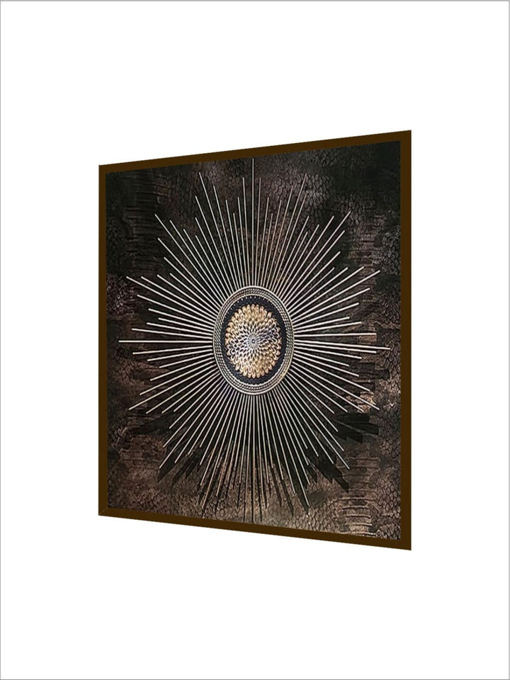 Eclipse on Textured Night - Brown abstract painting