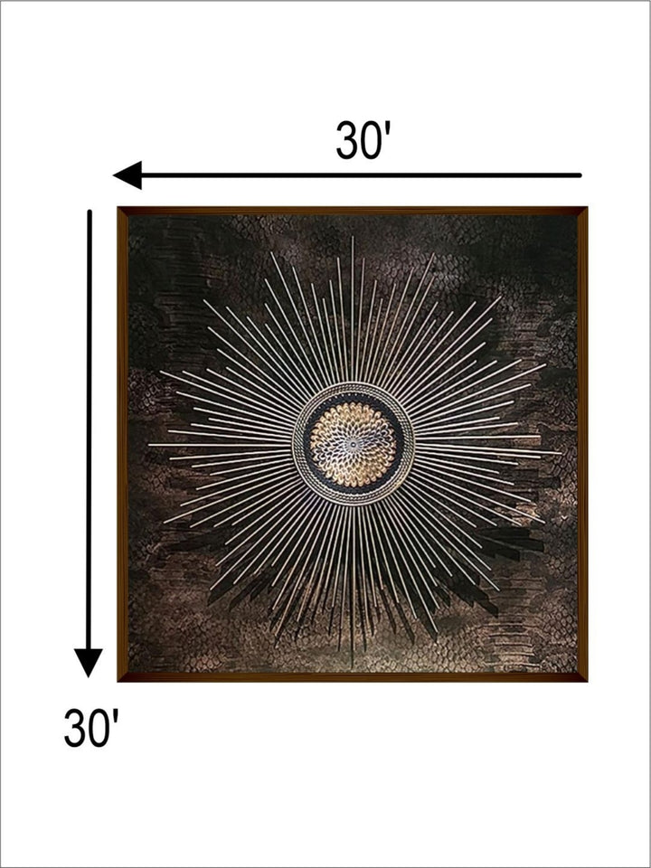 Eclipse on Textured Night - Brown abstract painting