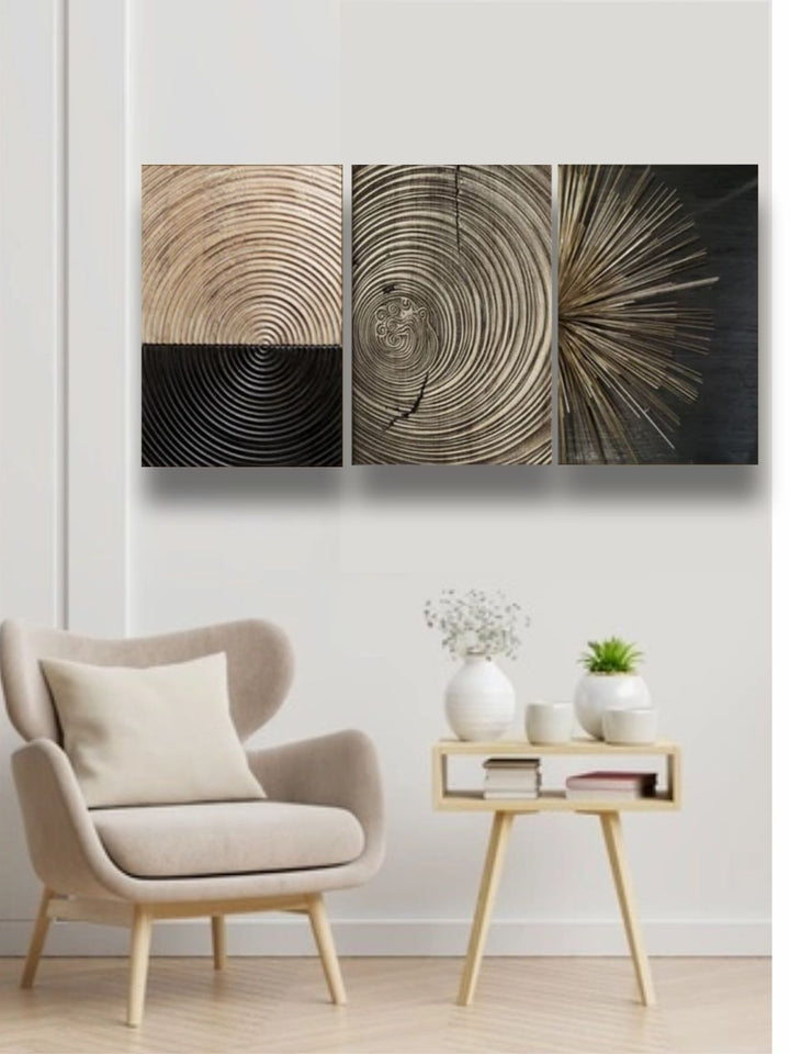 Harmonious Circles of Growth - Black gold framed art