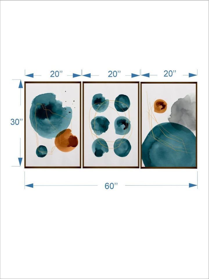 Abstract Aquatic Dance in Triptych - Minimalist Wall Art