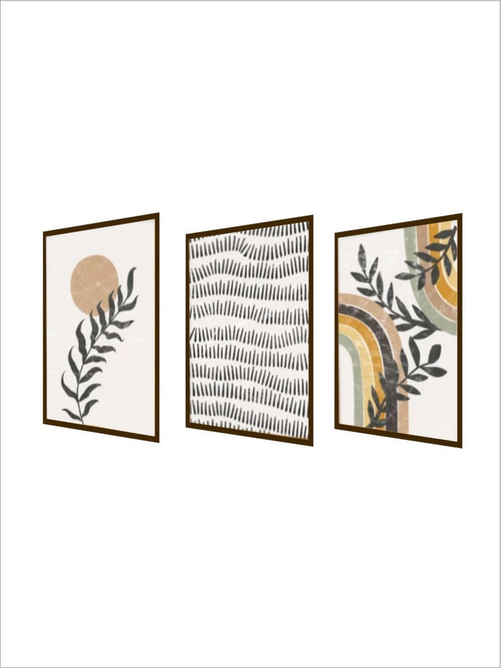 "Geometric Serenity in Three - Mid century modern art "